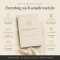 The Ultimate Wedding Planning Kit shown as a linen planner with its six sections labelled around it